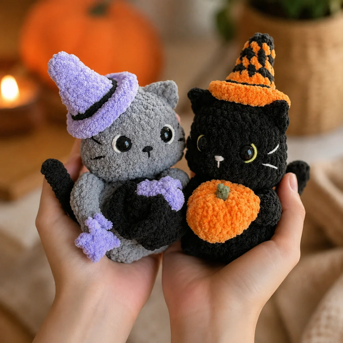 Halloween-Katzen Amigurumi Häkelanleitung - Anfänger PDF, 7"