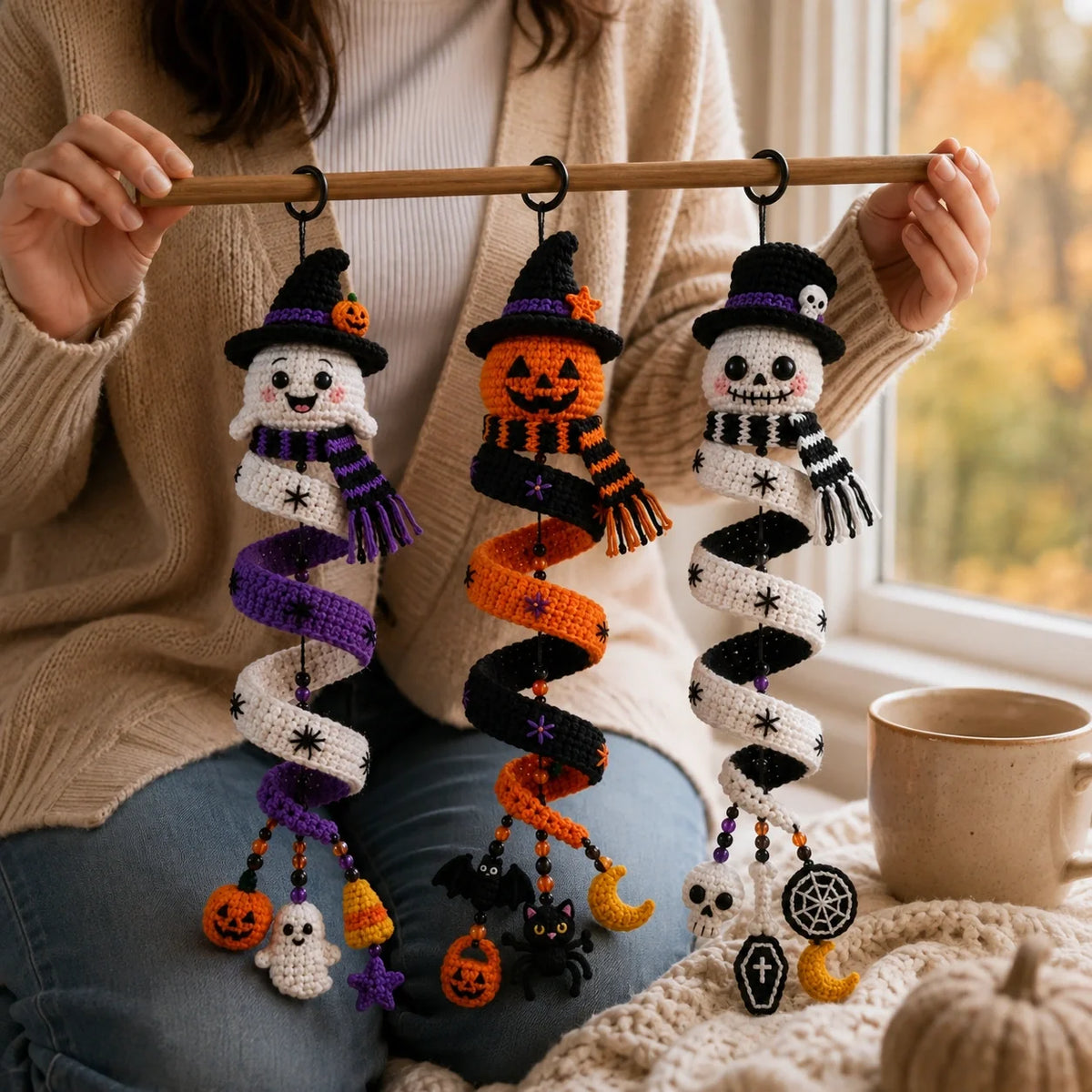 Halloween Spiral-Deko Trio Häkelanleitung 🎃👻