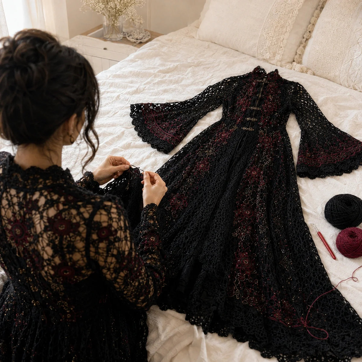 Gothic-Kleid Häkelanleitung – 3 viktorianische Kleider PDF, Erwachsenengrößen