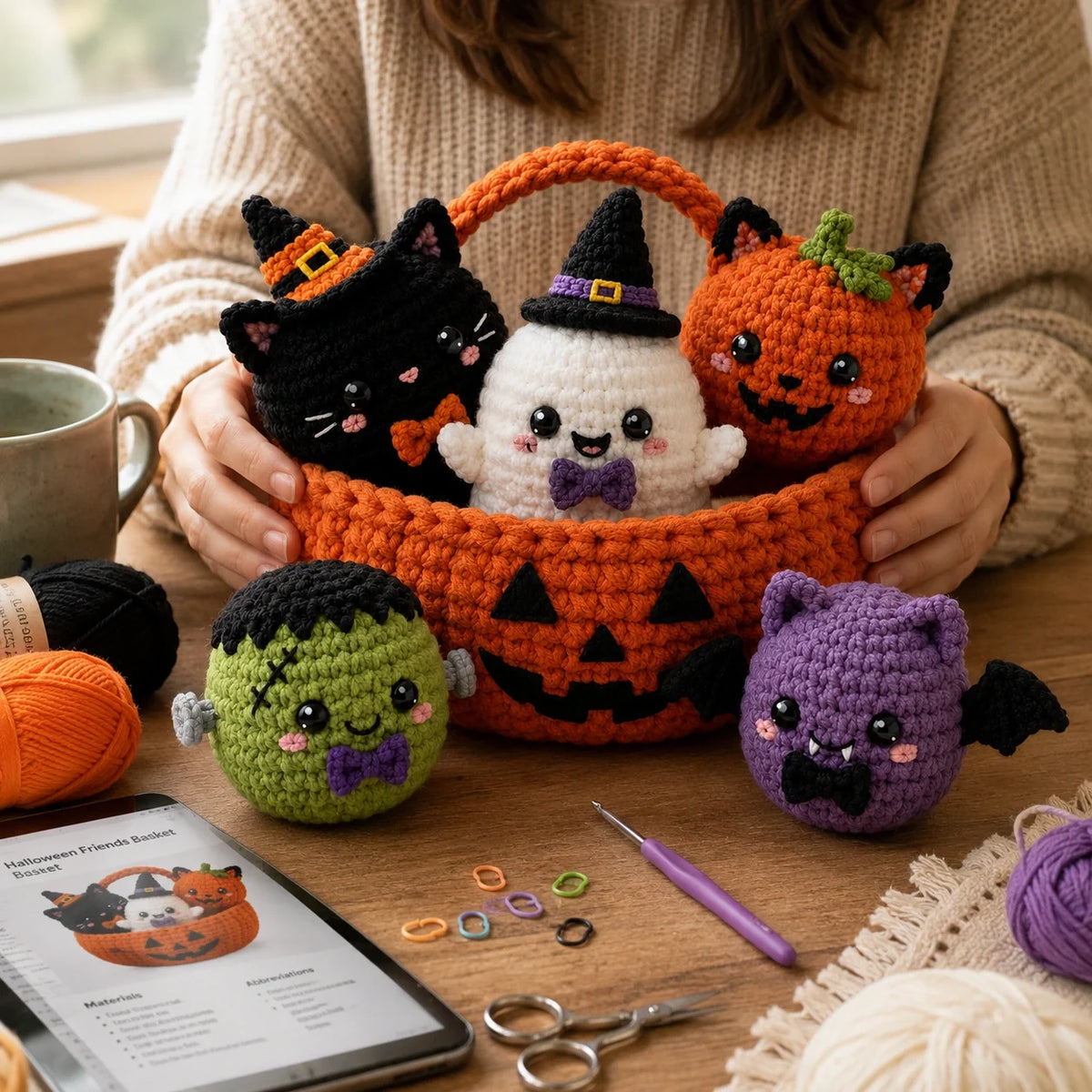 Kawaii Halloween Bao Bun Häkelanleitungs-Set - Amigurumi