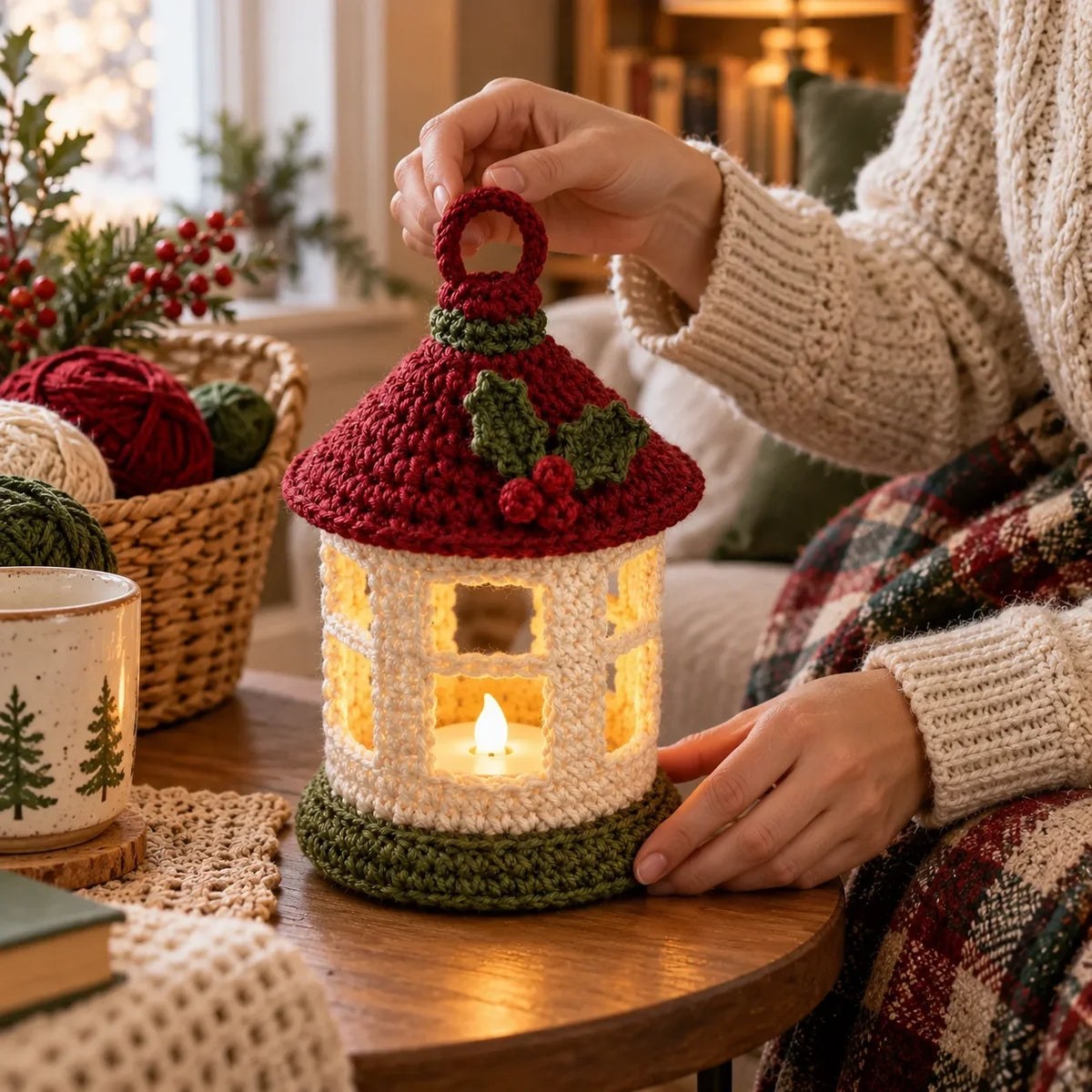 Häkelanleitung für eine Mini-Weihnachtslaterne