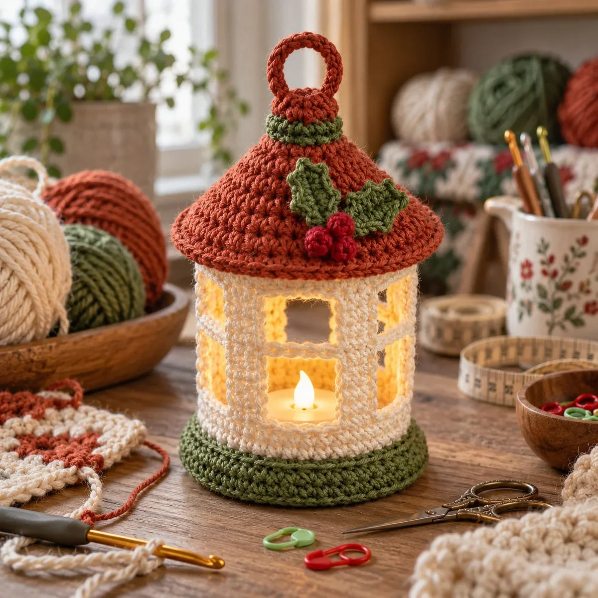 Häkelanleitung für eine Mini-Weihnachtslaterne