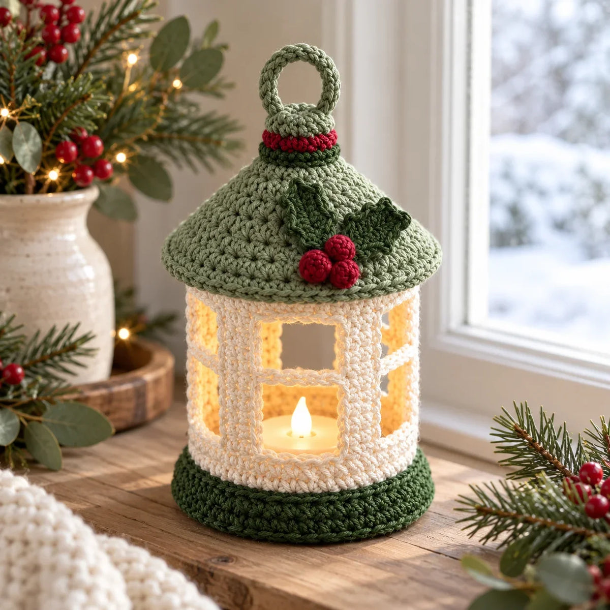 Häkelanleitung für eine Mini-Weihnachtslaterne