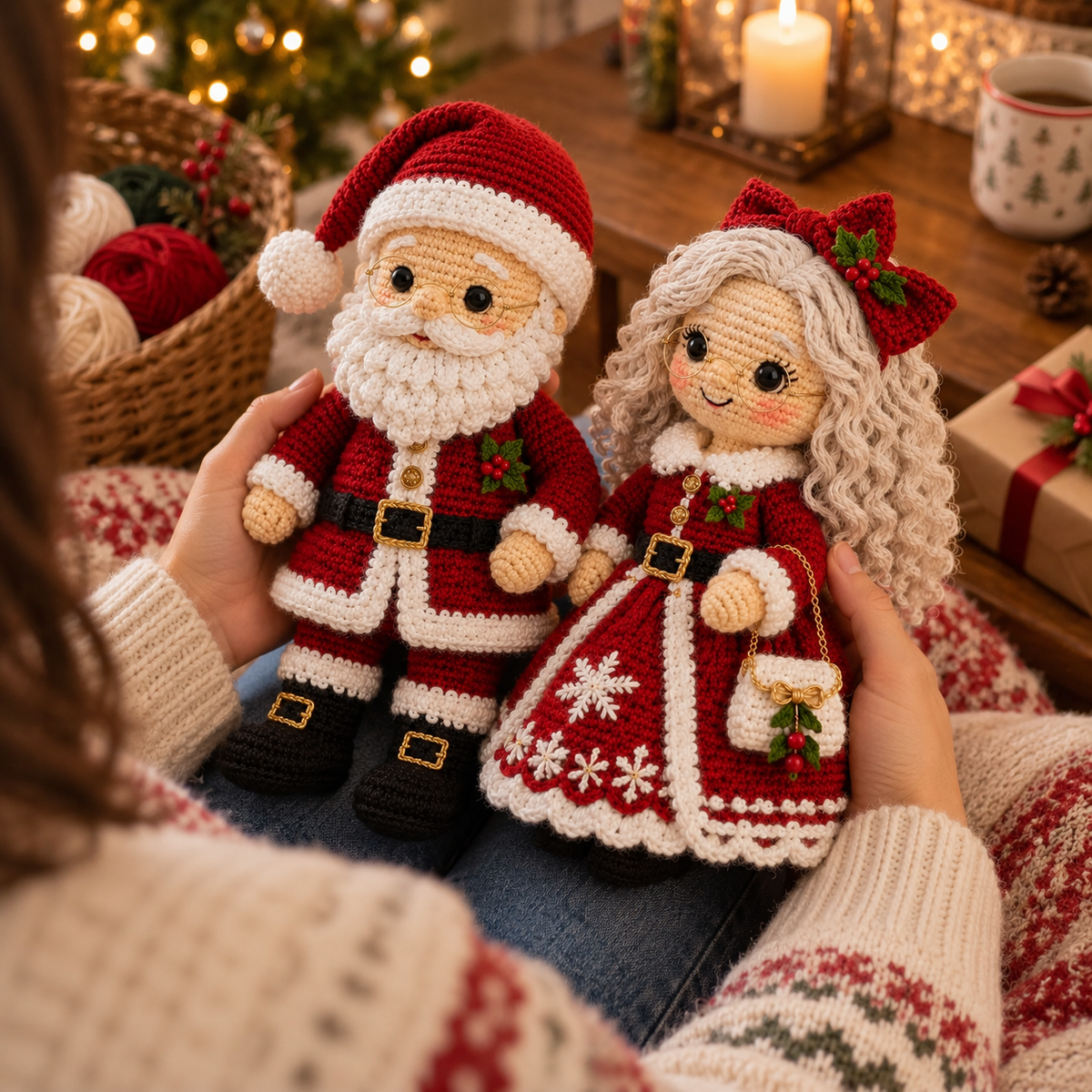 Weihnachtsmann & Frau Weihnachtsmann Amigurumi Puppen Häkelanleitung Set