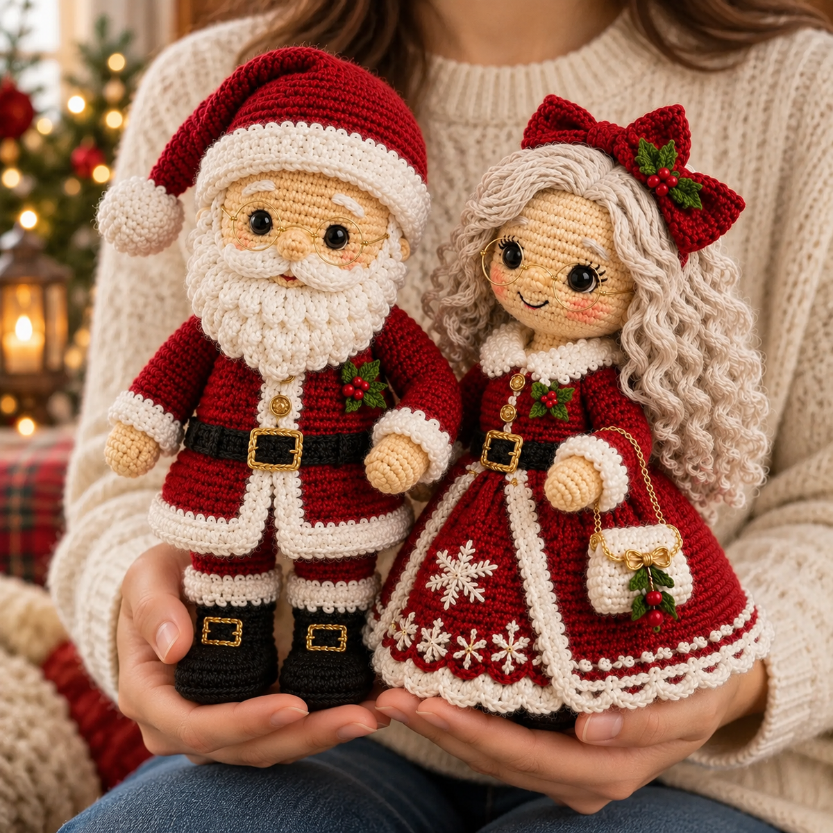 Weihnachtsmann & Frau Weihnachtsmann Amigurumi Puppen Häkelanleitung Set