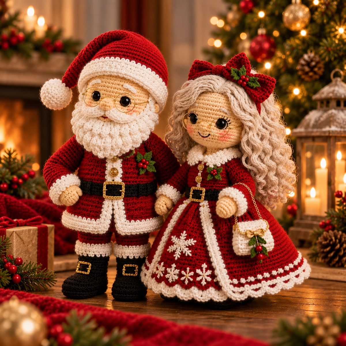 Weihnachtsmann & Frau Weihnachtsmann Amigurumi Puppen Häkelanleitung Set