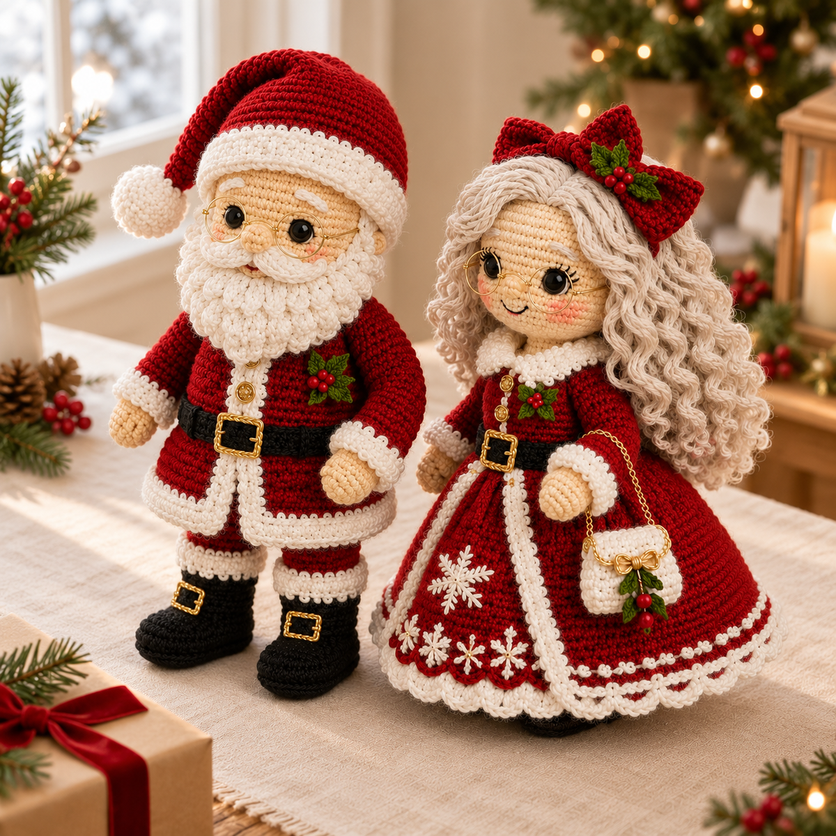 Weihnachtsmann & Frau Weihnachtsmann Amigurumi Puppen Häkelanleitung Set