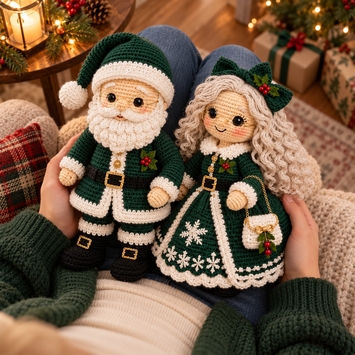 Weihnachtsmann & Frau Weihnachtsmann Amigurumi Puppen Häkelanleitung Set