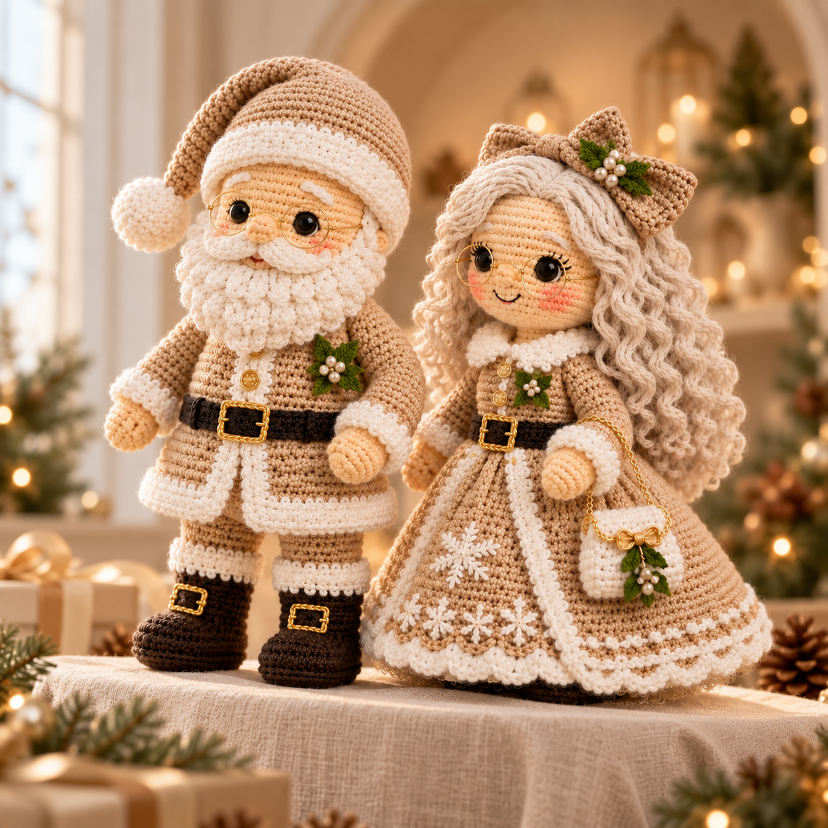 Weihnachtsmann & Frau Weihnachtsmann Amigurumi Puppen Häkelanleitung Set