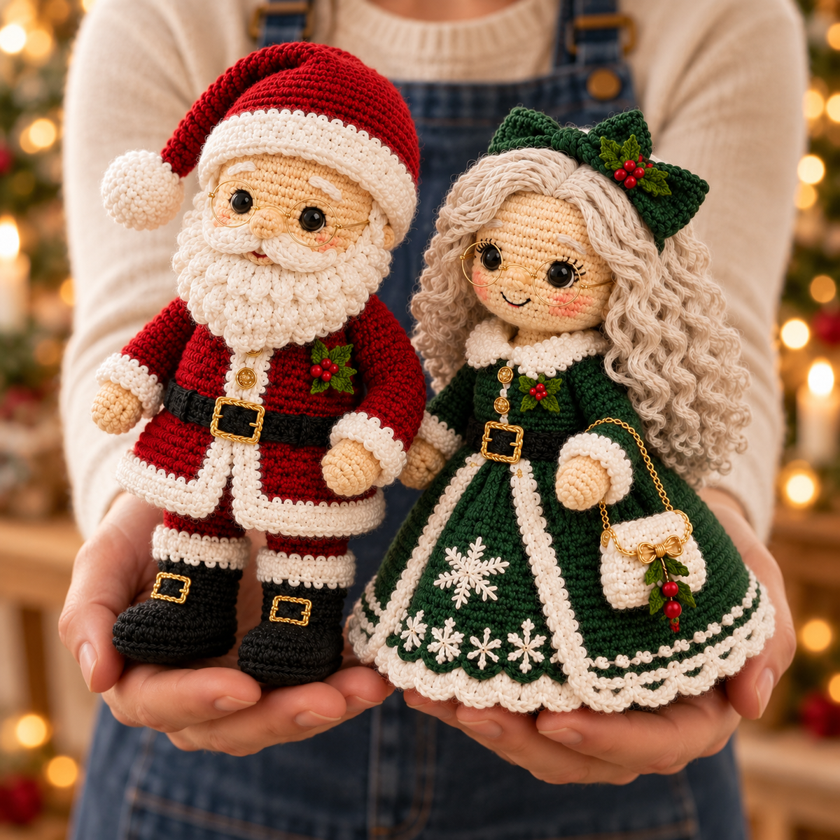 Weihnachtsmann & Frau Weihnachtsmann Amigurumi Puppen Häkelanleitung Set
