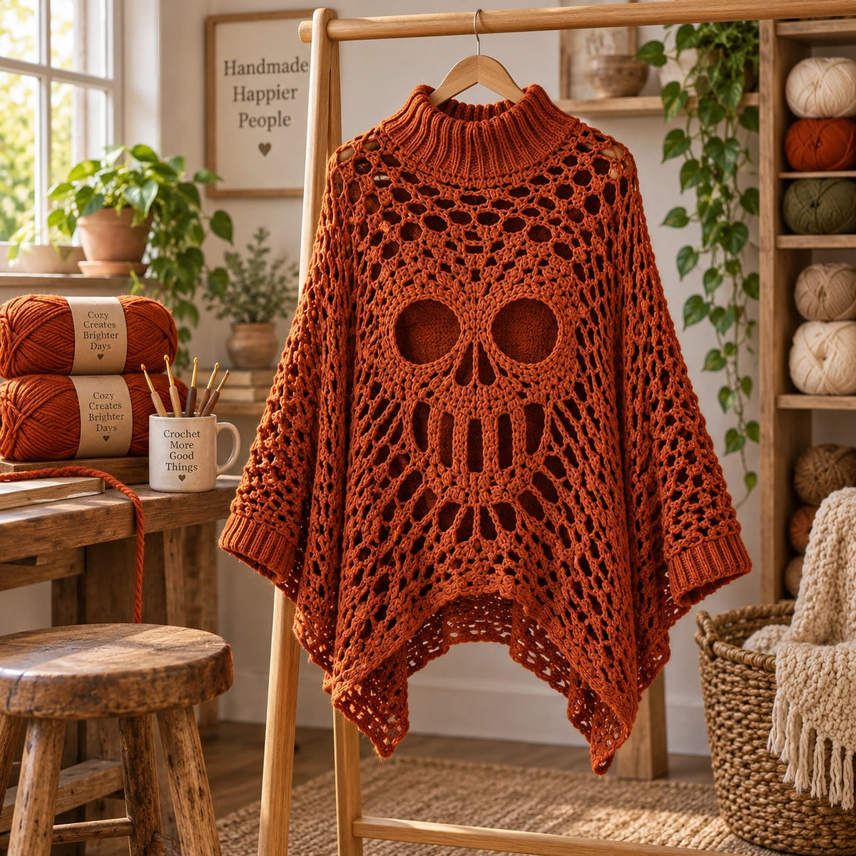 Häkelanleitung für einen Gothic-Totenkopf-Spitzenponcho