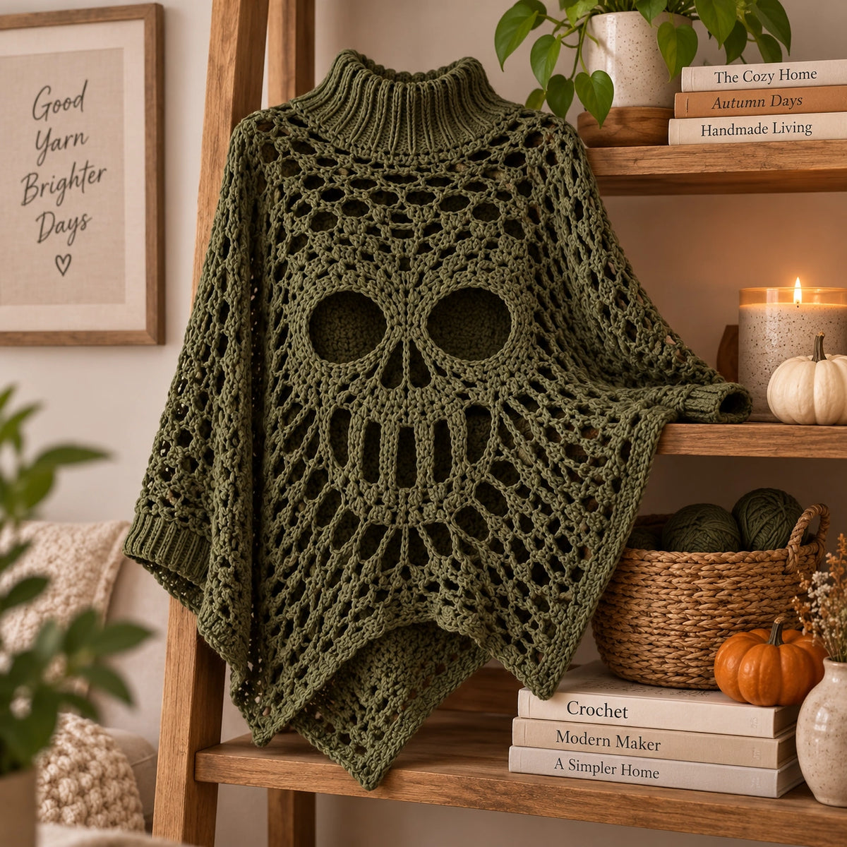 Häkelanleitung für einen Gothic-Totenkopf-Spitzenponcho
