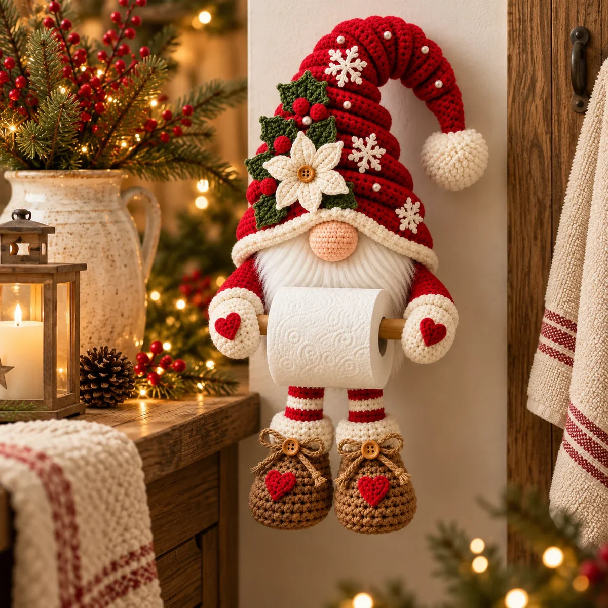 Weihnachtswichtel Klopapierhalter Häkelanleitung