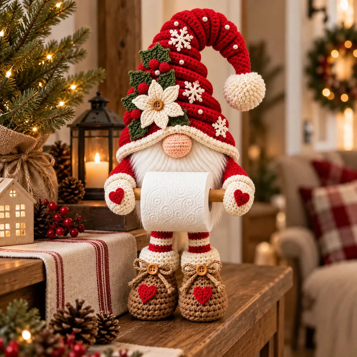 Weihnachtswichtel Klopapierhalter Häkelanleitung