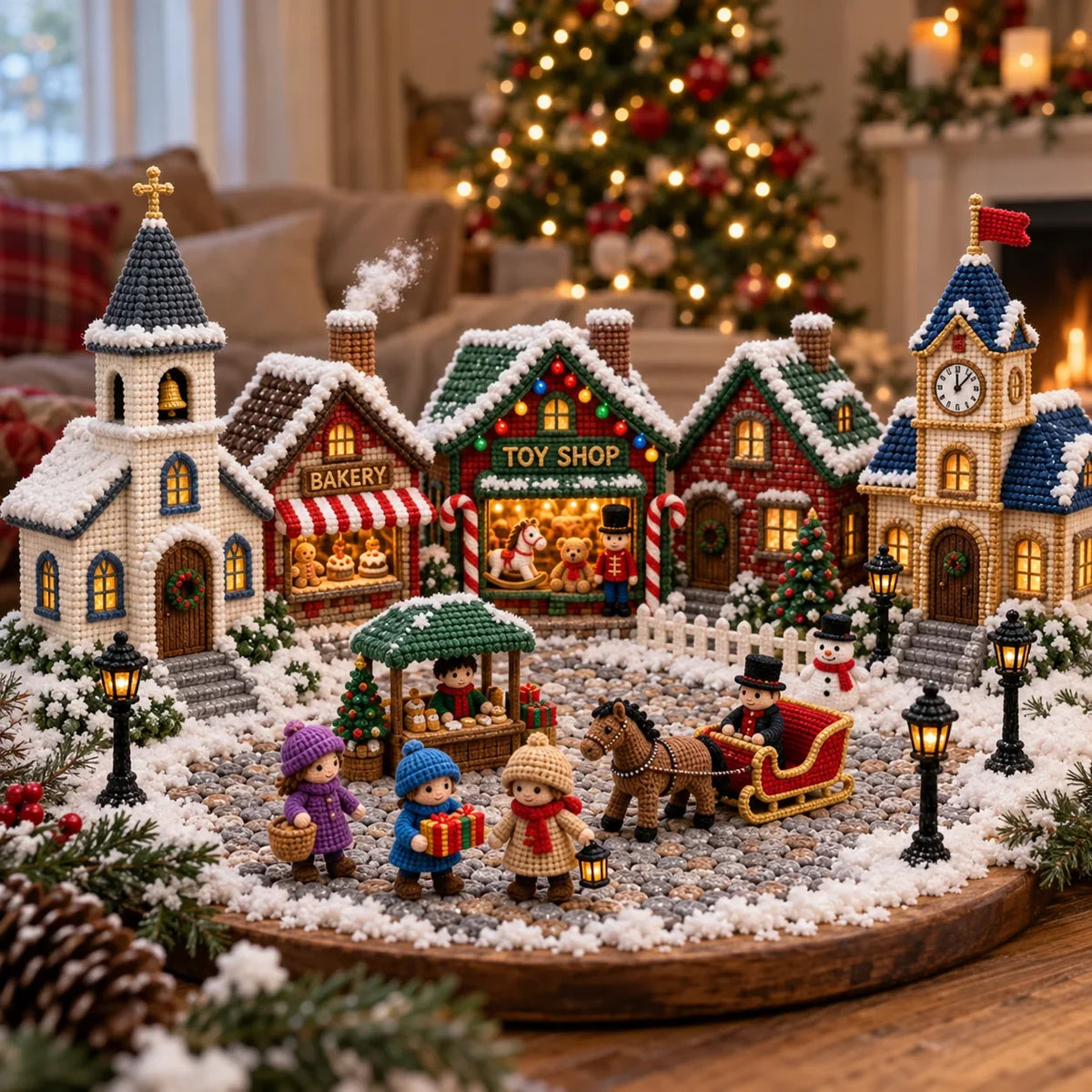 Weihnachtsdorf Häkelanleitungs-Set – 15 Amigurumi-Motive
