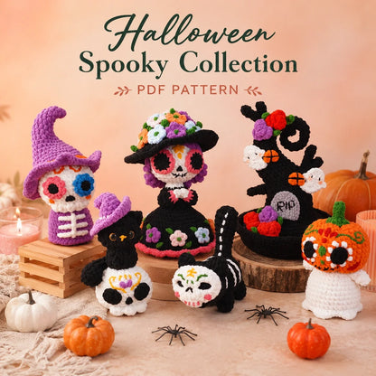 Gruseliges Halloween Amigurumi Häkelanleitungs-Set - Einfaches PDF, 13–15 cm