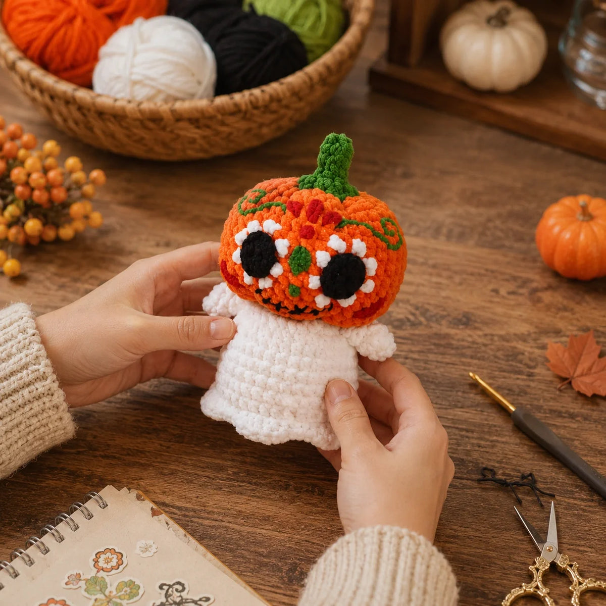 Gruseliges Halloween Amigurumi Häkelanleitungs-Set - Einfaches PDF, 13–15 cm