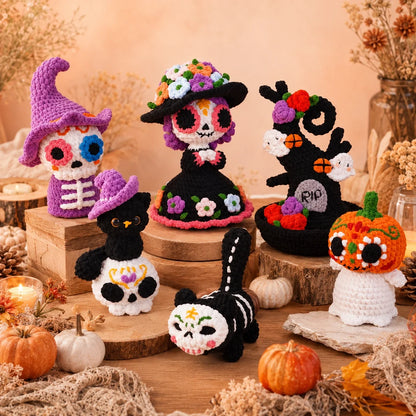 Gruseliges Halloween Amigurumi Häkelanleitungs-Set - Einfaches PDF, 13–15 cm