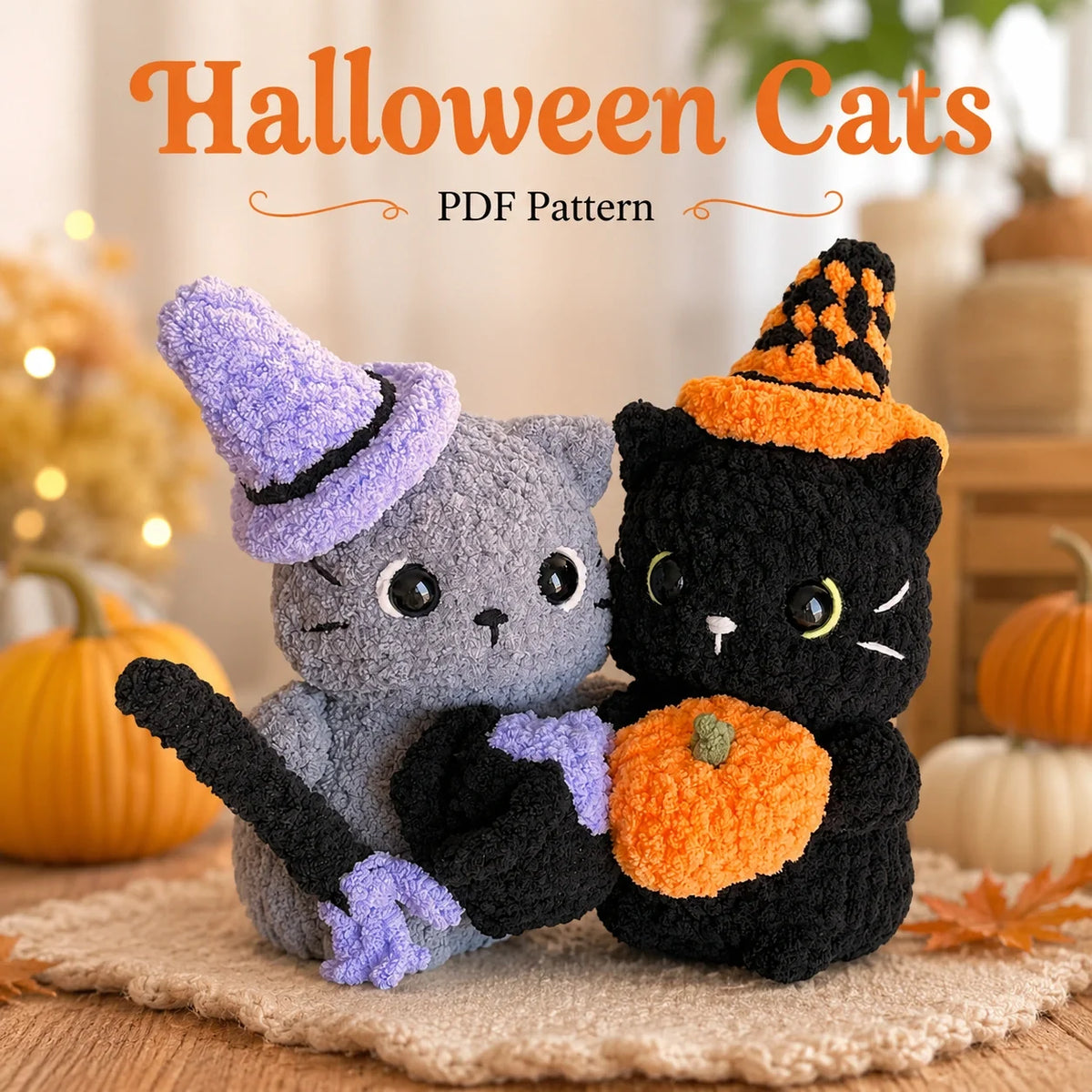 Halloween-Katzen Amigurumi Häkelanleitung - Anfänger PDF, 7"