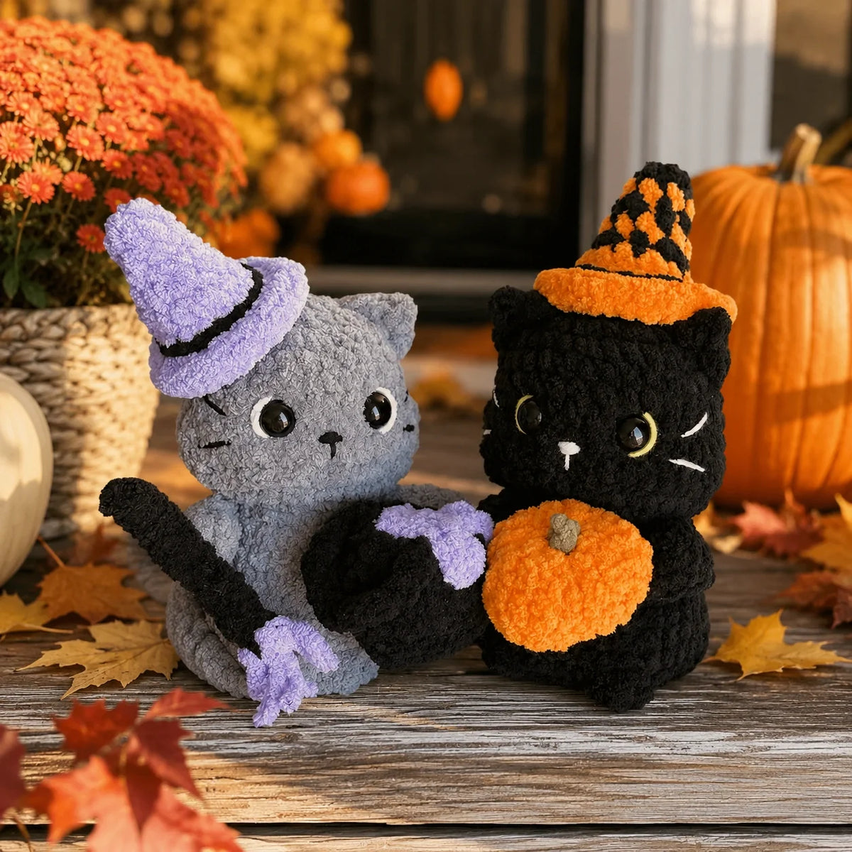 Halloween-Katzen Amigurumi Häkelanleitung - Anfänger PDF, 7"