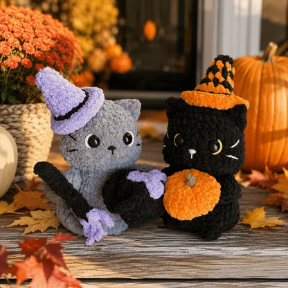Halloween-Katzen Amigurumi Häkelanleitung - Anfänger PDF, 7"
