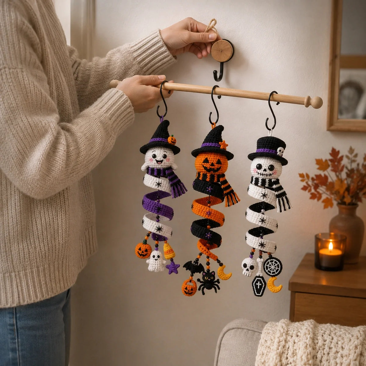 Halloween Spiral-Deko Trio Häkelanleitung 🎃👻