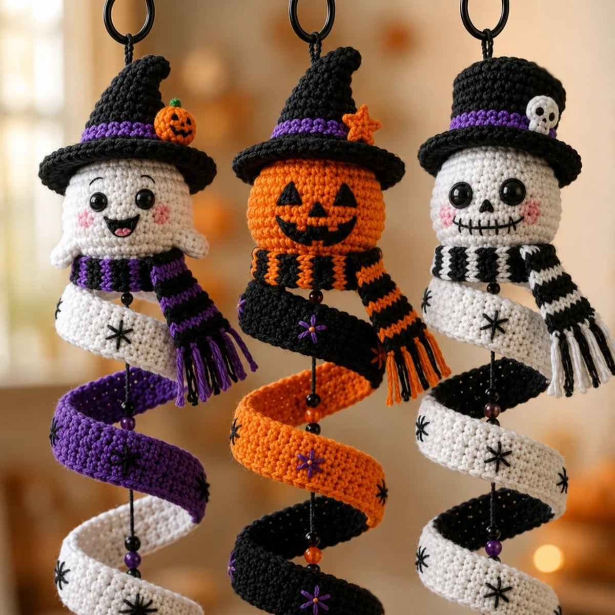 Halloween Spiral-Deko Trio Häkelanleitung 🎃👻