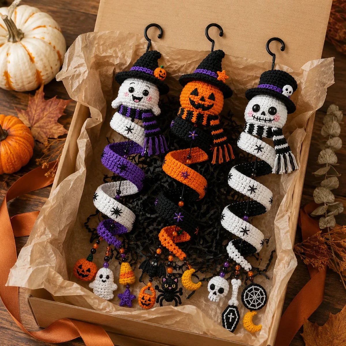 Halloween Spiral-Deko Trio Häkelanleitung 🎃👻