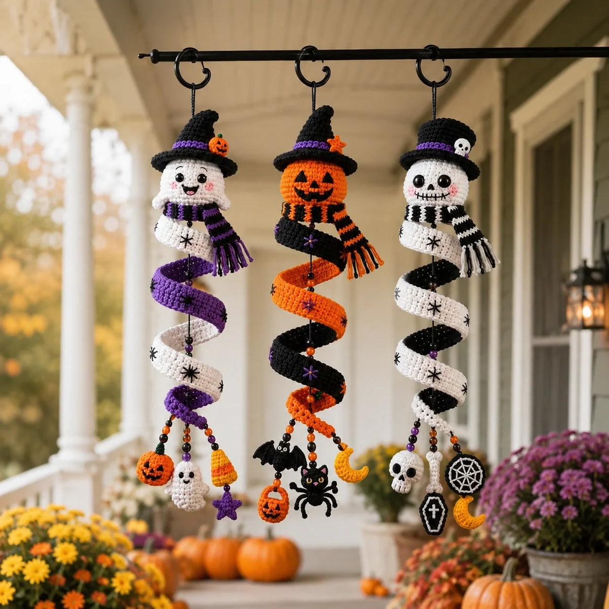 Halloween Spiral-Deko Trio Häkelanleitung 🎃👻