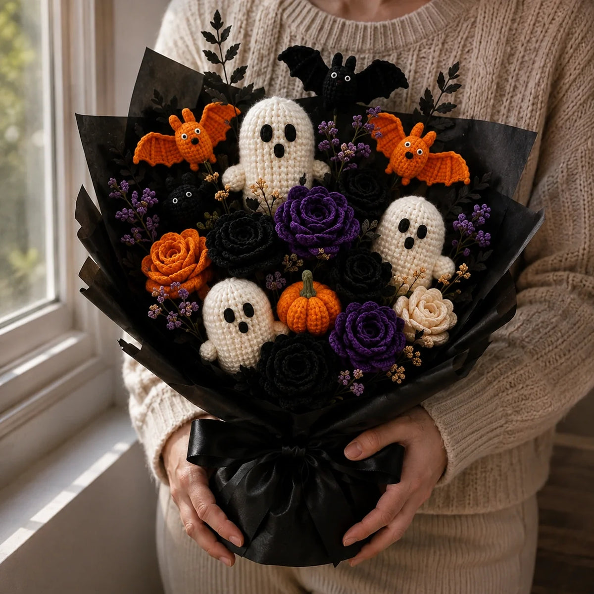 Halloween-Strauß Häkelanleitung 🎃👻 - Geist, Fledermaus, Kürbis