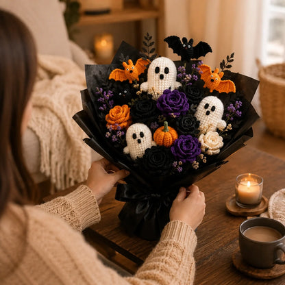 Halloween-Strauß Häkelanleitung 🎃👻 - Geist, Fledermaus, Kürbis