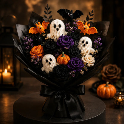 Halloween-Strauß Häkelanleitung 🎃👻 - Geist, Fledermaus, Kürbis