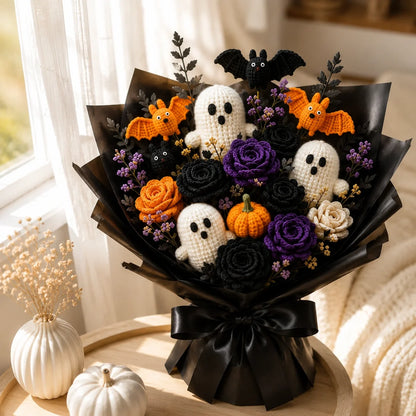 Halloween-Strauß Häkelanleitung 🎃👻 - Geist, Fledermaus, Kürbis
