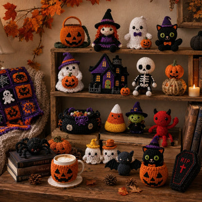 Halloween Amigurumi Häkelanleitungs-Set 🎃👻 - 30 Anleitungen