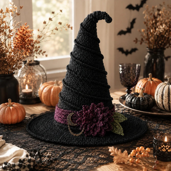 Hexenhut Gothic Halloween Häkelanleitung