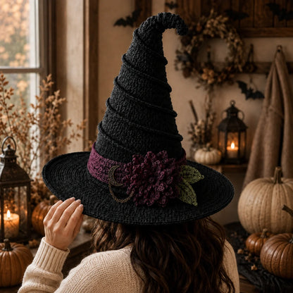 Hexenhut Gothic Halloween Häkelanleitung