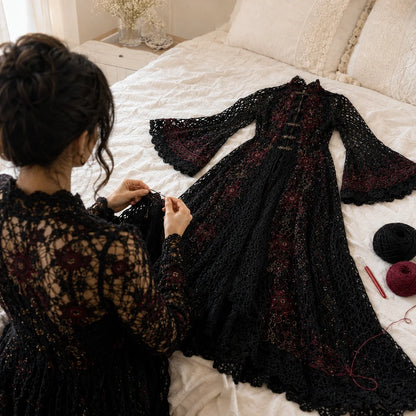 Gothic-Kleid Häkelanleitung – 3 viktorianische Kleider PDF, Erwachsenengrößen