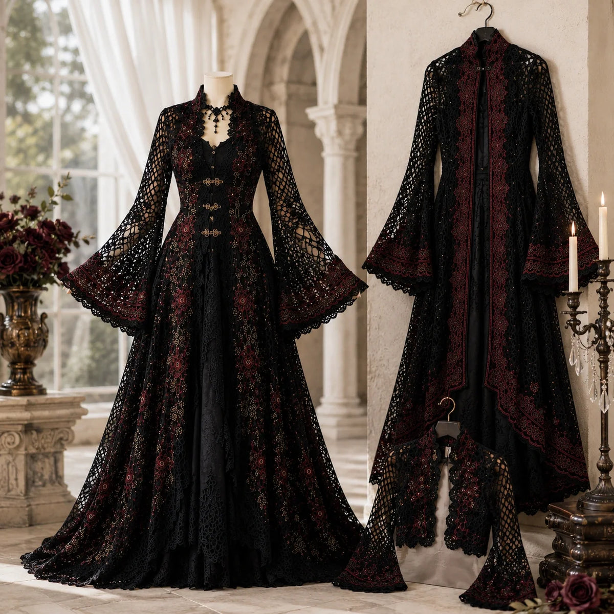 Gothic-Kleid Häkelanleitung – 3 viktorianische Kleider PDF, Erwachsenengrößen