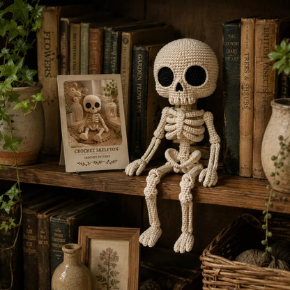 Häkelanleitung für kleines Amigurumi-Skelett – Halloween, 30 cm