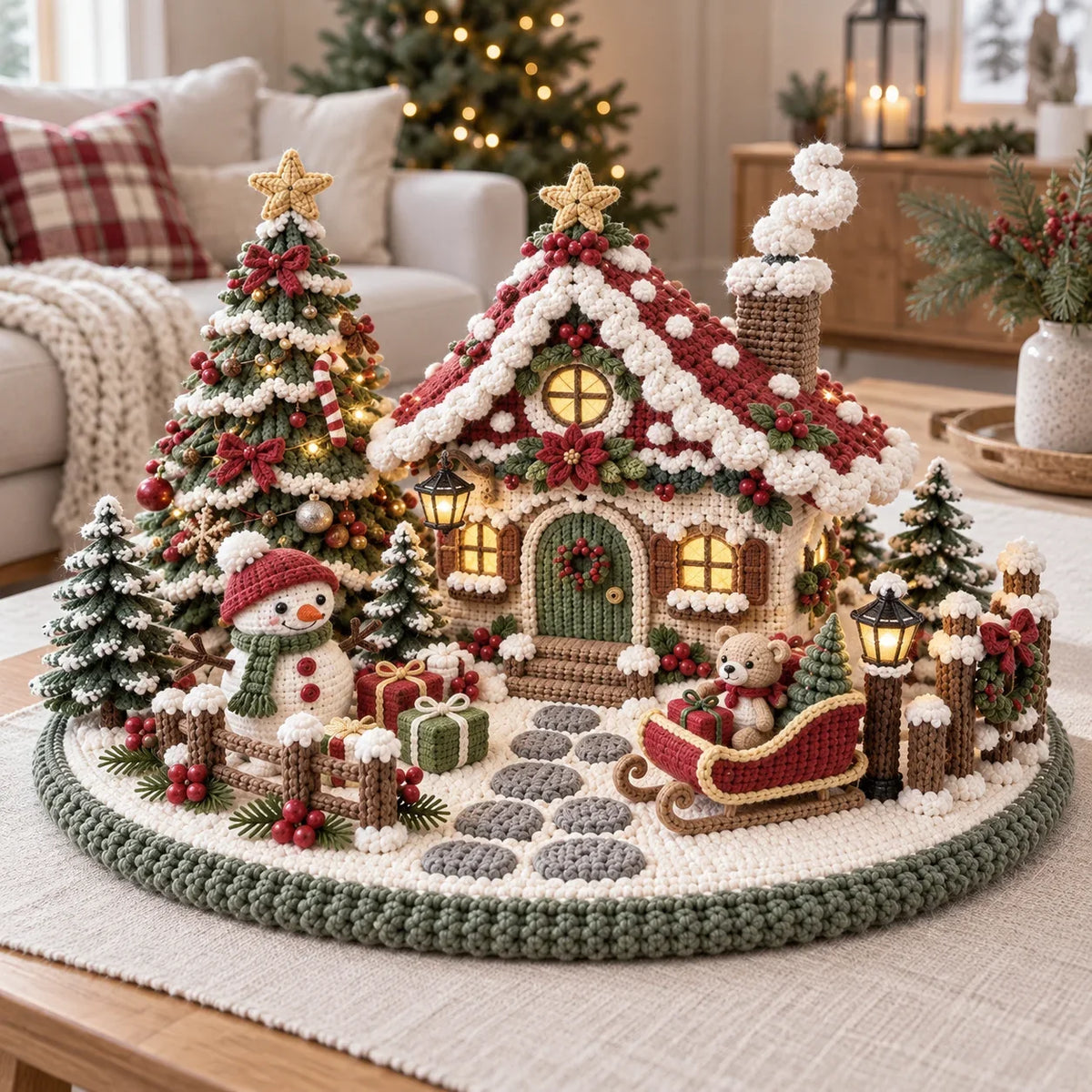 Häkelanleitung für ein weihnachtliches Winterdorf mit Chalet – Amigurumi