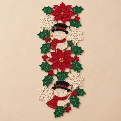 Weihnachtlicher Tischläufer – Häkelanleitung mit Schneemann & Weihnachtsstern