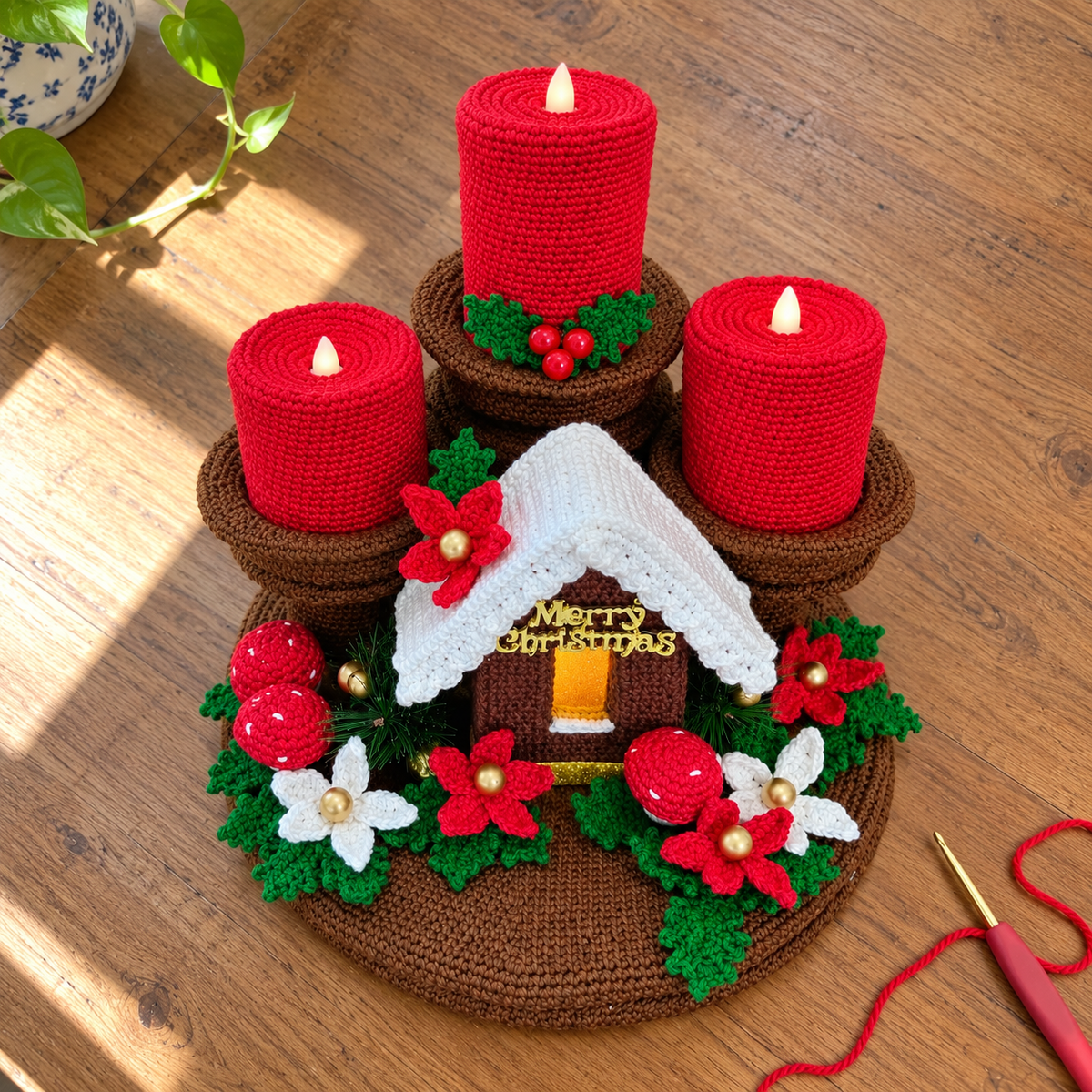Häkelanleitung Weihnachtsstern-Kerzen – LED-Kerzenhalter Tischdeko