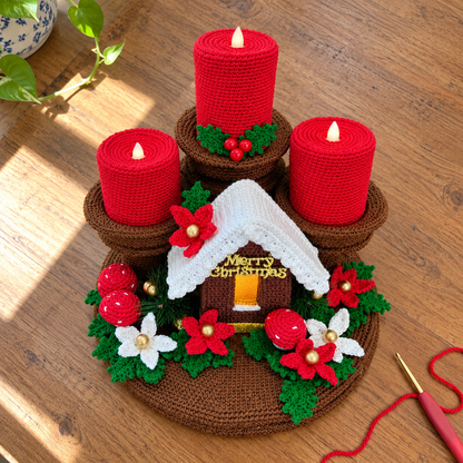 Häkelanleitung Weihnachtsstern-Kerzen – LED-Kerzenhalter Tischdeko