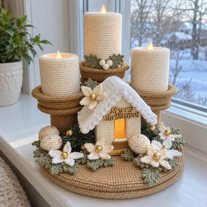 Häkelanleitung Weihnachtsstern-Kerzen – LED-Kerzenhalter Tischdeko