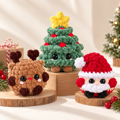 Weihnachts-Amigurumi-Trio ohne Nähen