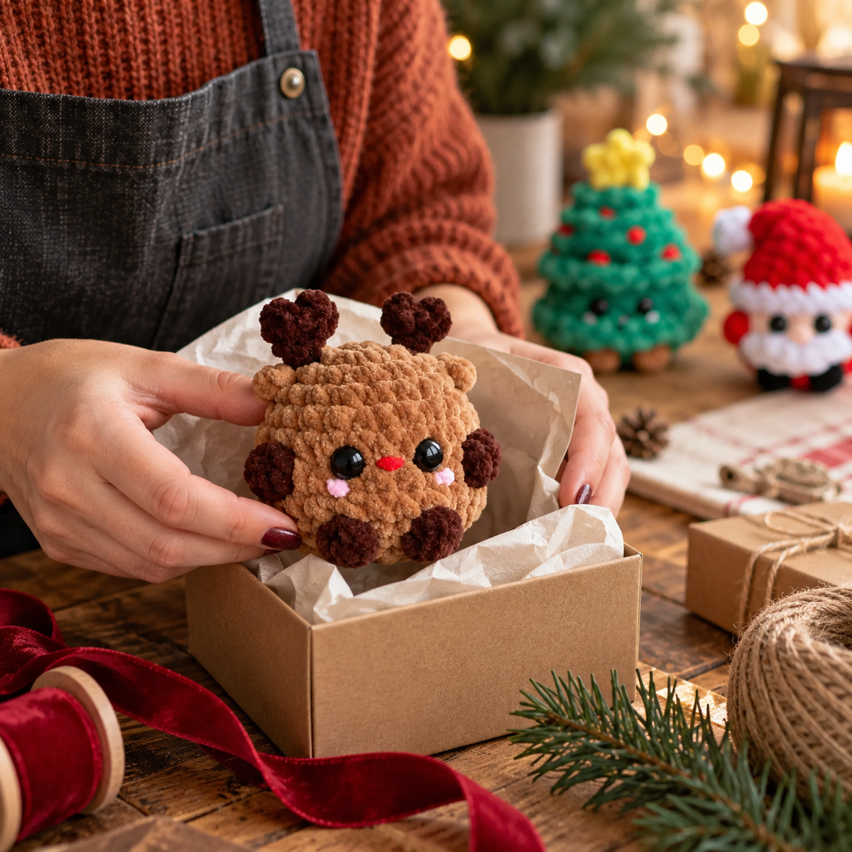 Weihnachts-Amigurumi-Trio ohne Nähen