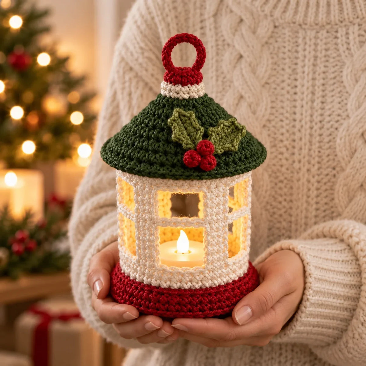 Häkelanleitung für eine Mini-Weihnachtslaterne