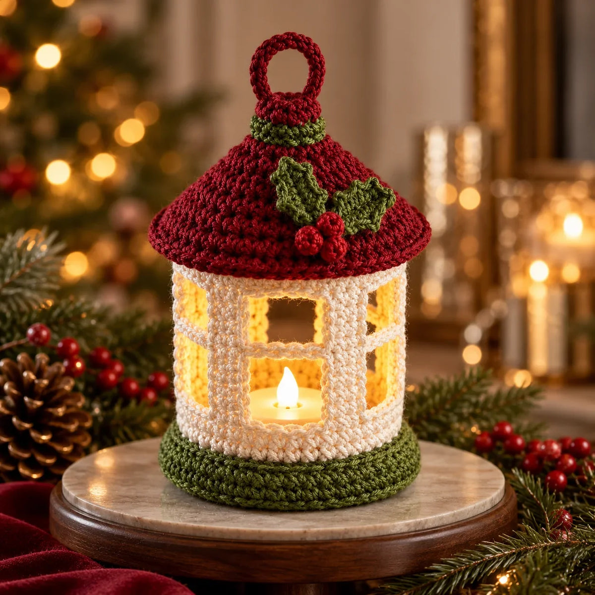 Häkelanleitung für eine Mini-Weihnachtslaterne