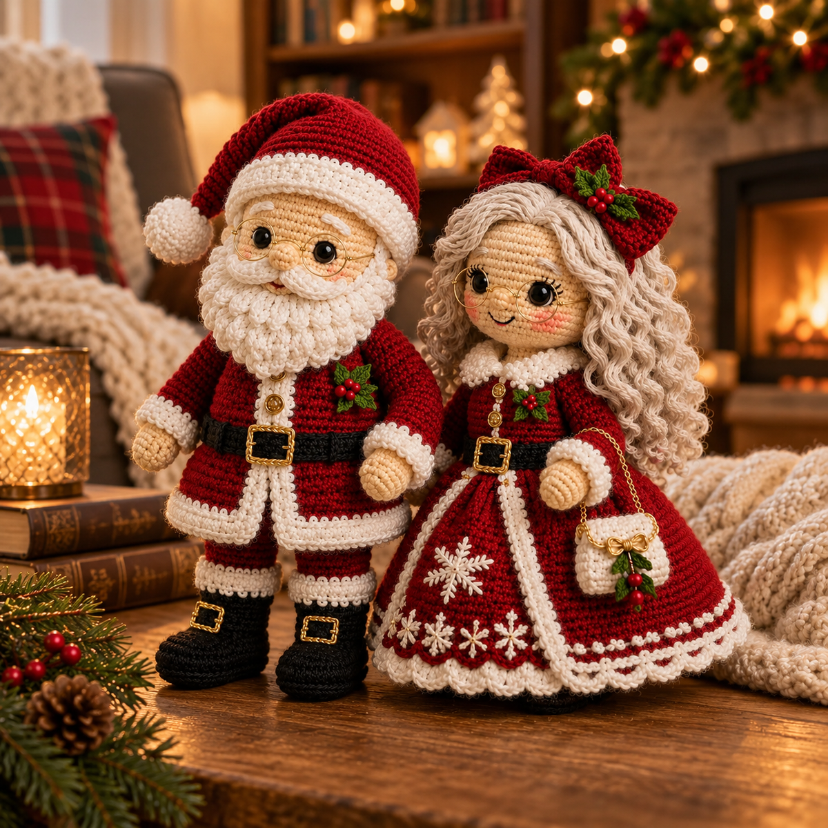 Weihnachtsmann & Frau Weihnachtsmann Amigurumi Puppen Häkelanleitung Set