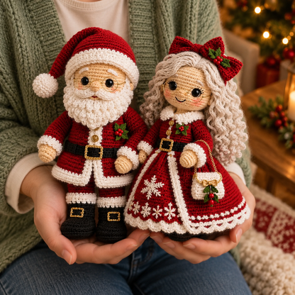 Weihnachtsmann & Frau Weihnachtsmann Amigurumi Puppen Häkelanleitung Set